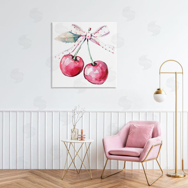 Stupell Industries Creative Studio | Whimsical Cherries With Dotted Ribbon Wall Art