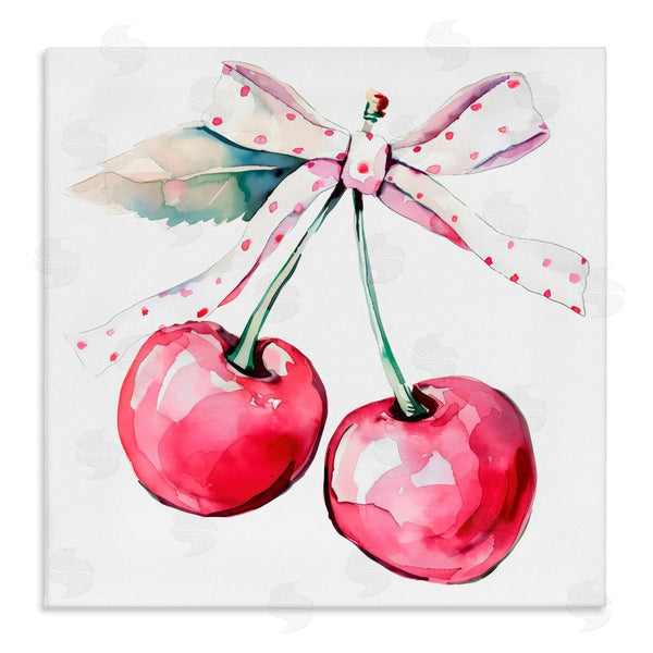 stupell industries Creative Studio | Whimsical Cherries with Dotted Ribbon Wall Art