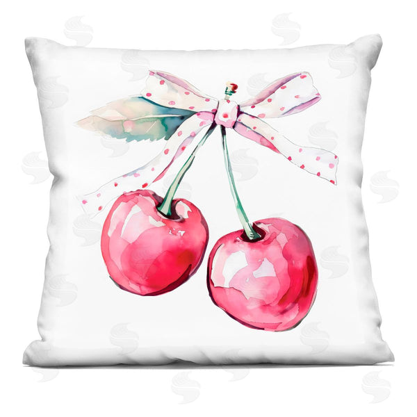 stupell industries Creative Studio | Whimsical Cherries with Dotted Ribbon Printed Throw Pillow
