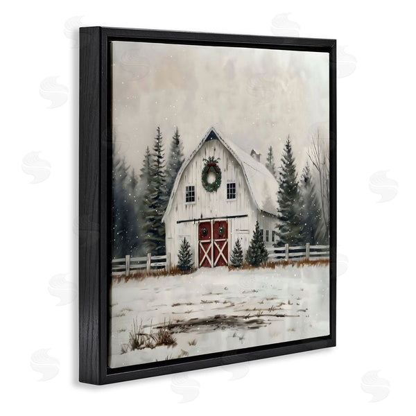 Stupell Industries Creative Studio | White Christmas Barn With Wreat Wall Art