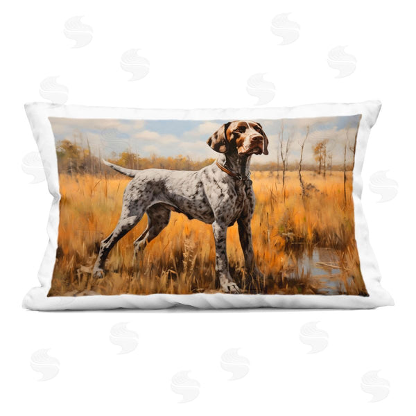 stupell industries Creative Studio | White Spotted Bird Dog Printed Throw Pillow