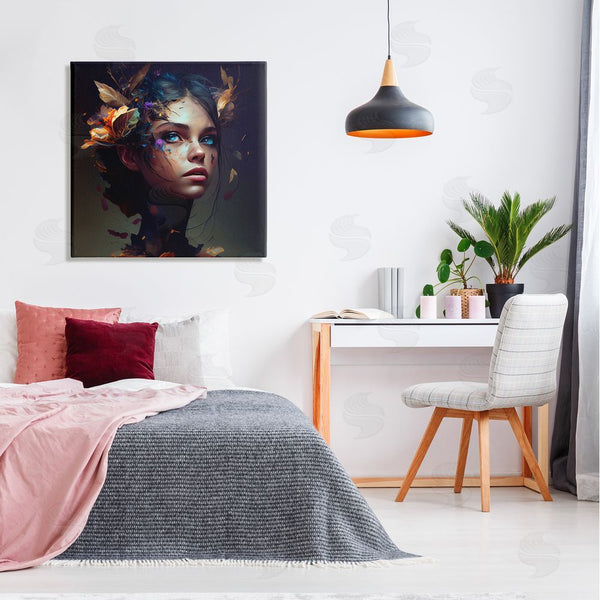 Stupell Industries CyberGeek Design | Girl With Flowers In Hair Portrait Wall Art