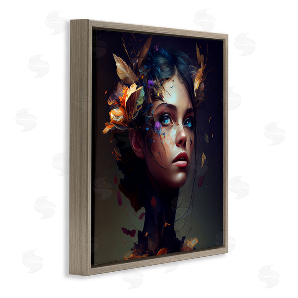 Stupell Industries CyberGeek Design | Girl With Flowers In Hair Portrait Wall Art