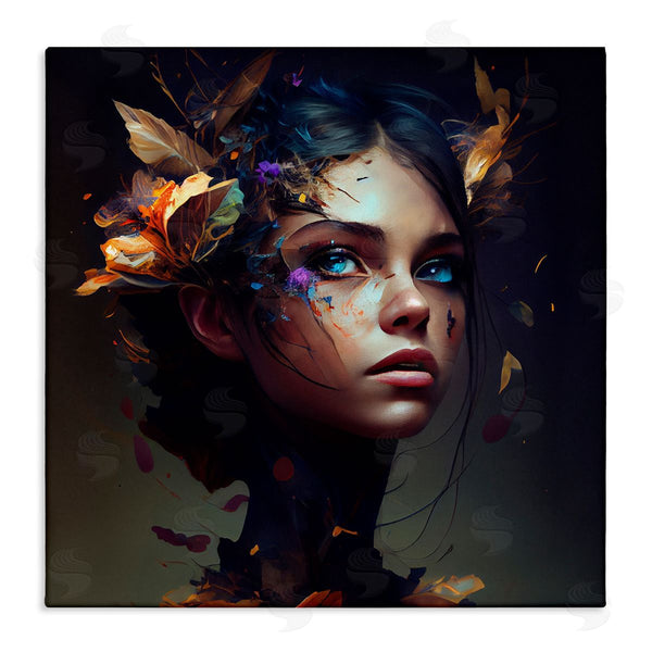 stupell industries CyberGeek Design | Girl With Flowers In Hair Portrait Wall Art