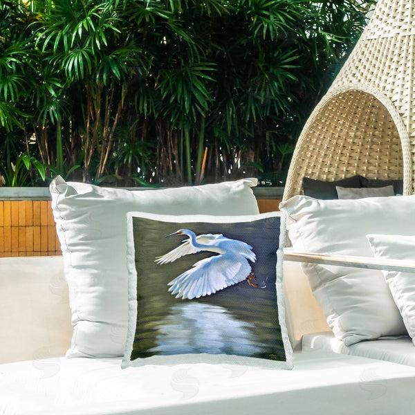 Stupell Industries D. Rust | Egret Flying Lake Surface Printed Throw Pillow