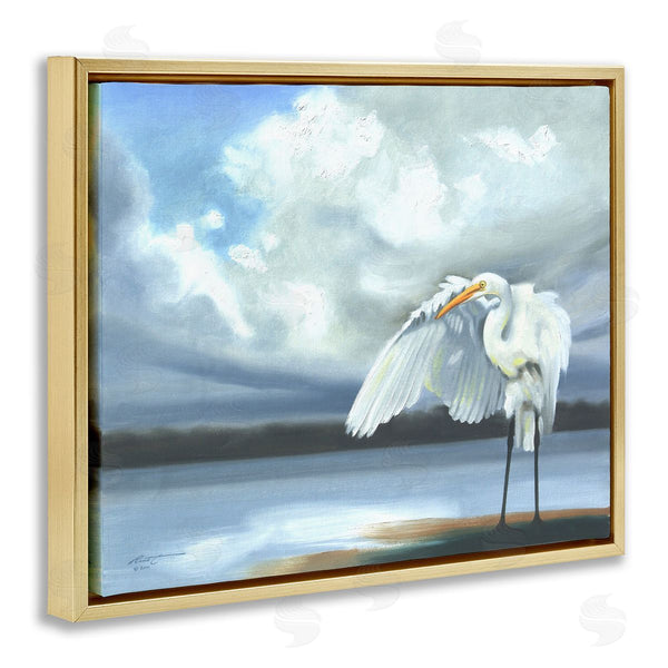 Stupell Industries D. Rust | Egret On Cloudy Beach Shore
