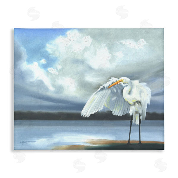 stupell industries D. Rust | Egret on Cloudy Beach Shore