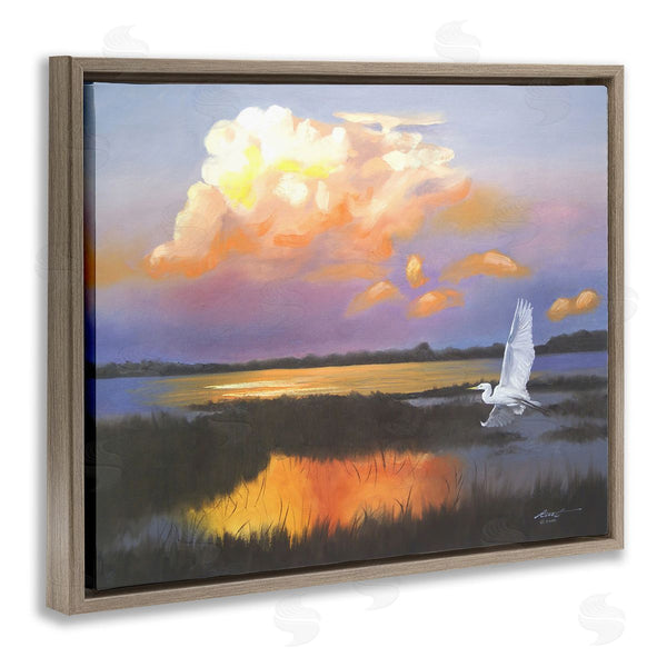 Stupell Industries D. Rust | Egret Over Cloudy Reflection