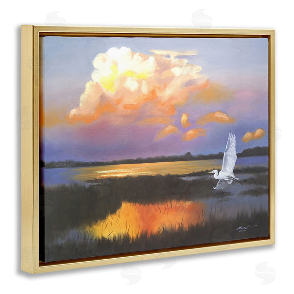 Stupell Industries D. Rust | Egret Over Cloudy Reflection