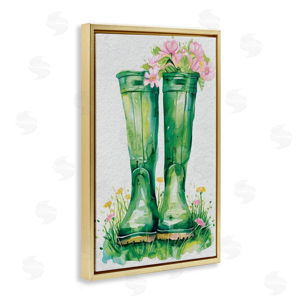 Stupell Industries Daisy A. | Spring Blooms Green Rainboots