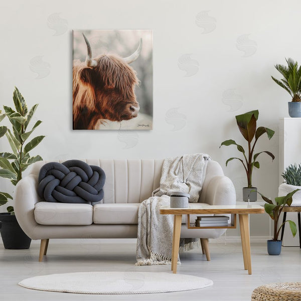 Stupell Industries Dakota Diener | Calm Highland Cow Cattle Portrait Horns Photography Wall Art