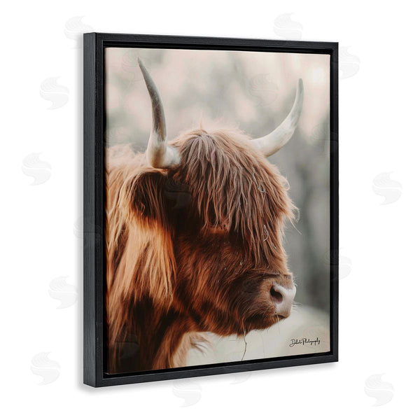 Stupell Industries Dakota Diener | Calm Highland Cow Cattle Portrait Horns Photography Wall Art