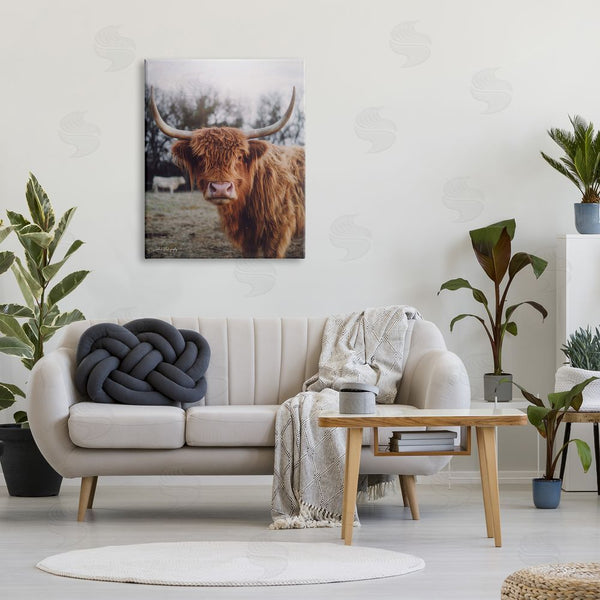 Stupell Industries Dakota Diener | Highland Cattle Cow Gazing Warm Sunny Portrait Wall Art