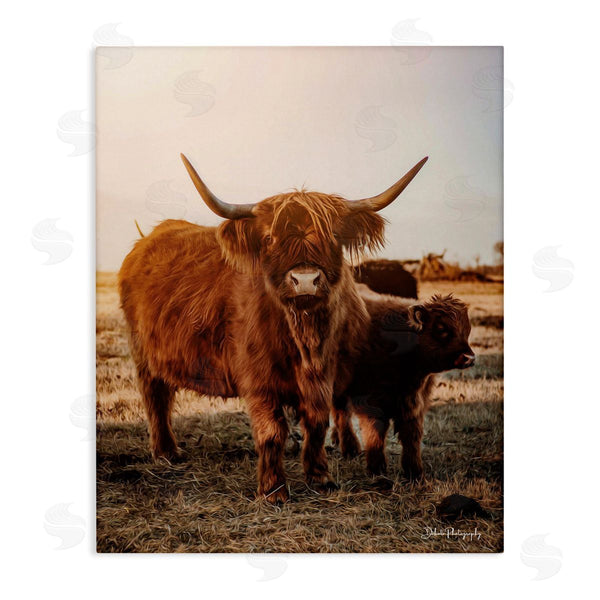 stupell industries Dakota Diener | Longhorn Highland Cattle Cow Warm Sunrise Morning Wall Art