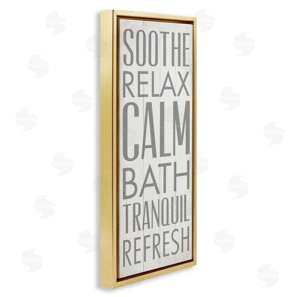 Stupell Industries Dallas Drotz | Soothe Calm Relax Bath Bathroom