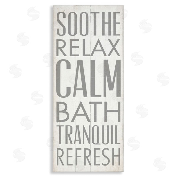 stupell industries Dallas Drotz | Soothe Calm Relax Bath Bathroom