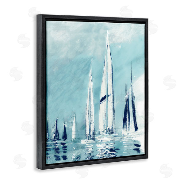 Stupell Industries Dan Meneely | Abstract Nautical Row Of Sail Boats Fluid Blue Wall Art