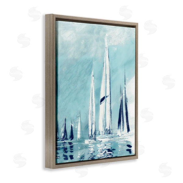 Stupell Industries Dan Meneely | Abstract Nautical Row Of Sail Boats Fluid Blue Wall Art