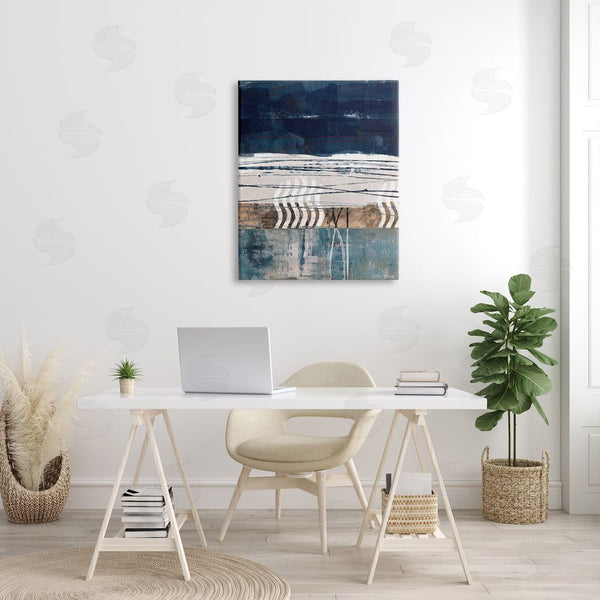 Stupell Industries Dan Meneely | Abstract Rustic Collage Of Blue Shapes And Lines Wall Art