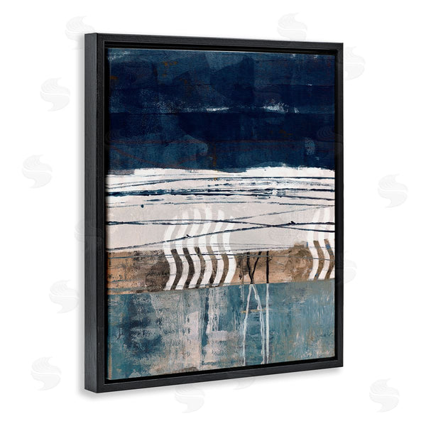 Stupell Industries Dan Meneely | Abstract Rustic Collage Of Blue Shapes And Lines Wall Art