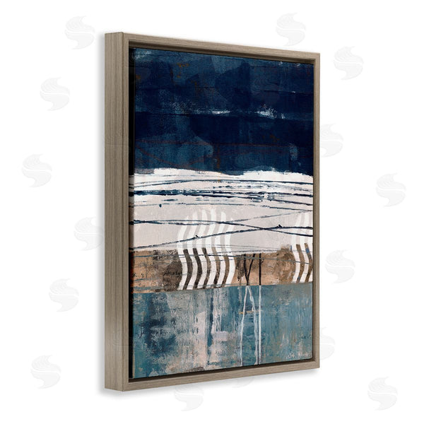 Stupell Industries Dan Meneely | Abstract Rustic Collage Of Blue Shapes And Lines Wall Art