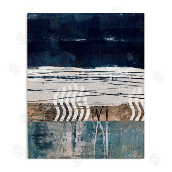stupell industries Dan Meneely | Abstract Rustic Collage of Blue Shapes and Lines Wall Art