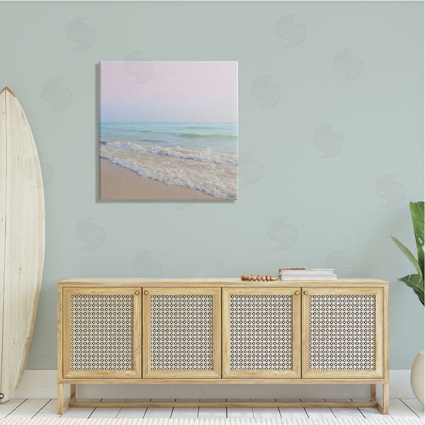 Stupell Industries Dan Meneely | Aesthetic Beach Pastel Foamy Waves Pink Skies Wall Art