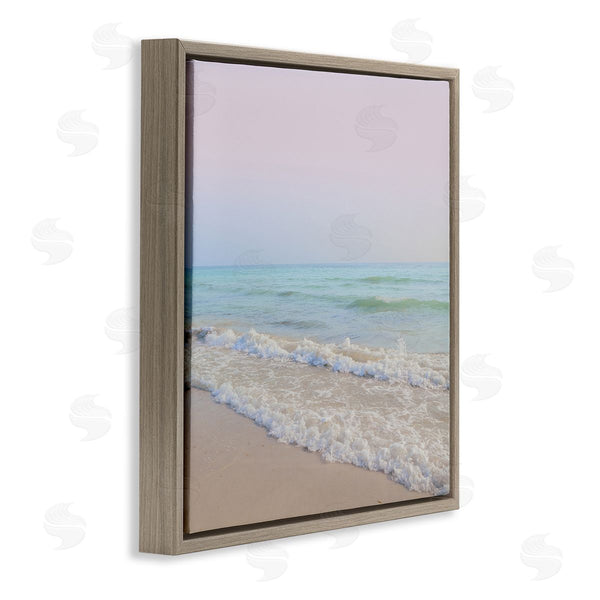 Stupell Industries Dan Meneely | Aesthetic Beach Pastel Foamy Waves Pink Skies Wall Art