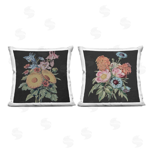 stupell industries Dan Meneely | Colorful Flower Bouquets on Black Throw Pillow