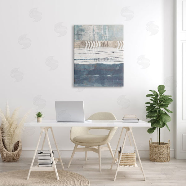 Stupell Industries Dan Meneely | Nautical Abstract Painting Waved Lines Neutral Horizon Wall Art