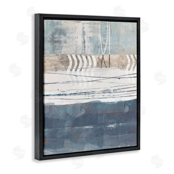 Stupell Industries Dan Meneely | Nautical Abstract Painting Waved Lines Neutral Horizon Wall Art