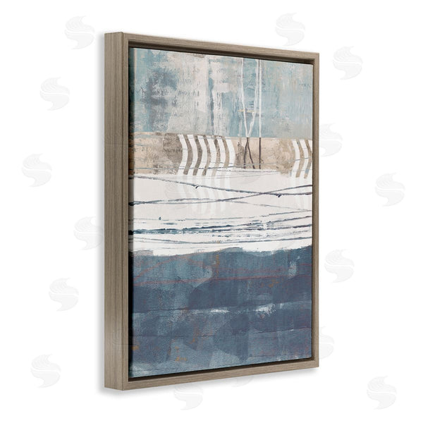 Stupell Industries Dan Meneely | Nautical Abstract Painting Waved Lines Neutral Horizon Wall Art