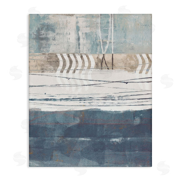 stupell industries Dan Meneely | Nautical Abstract Painting Waved Lines Neutral Horizon Wall Art