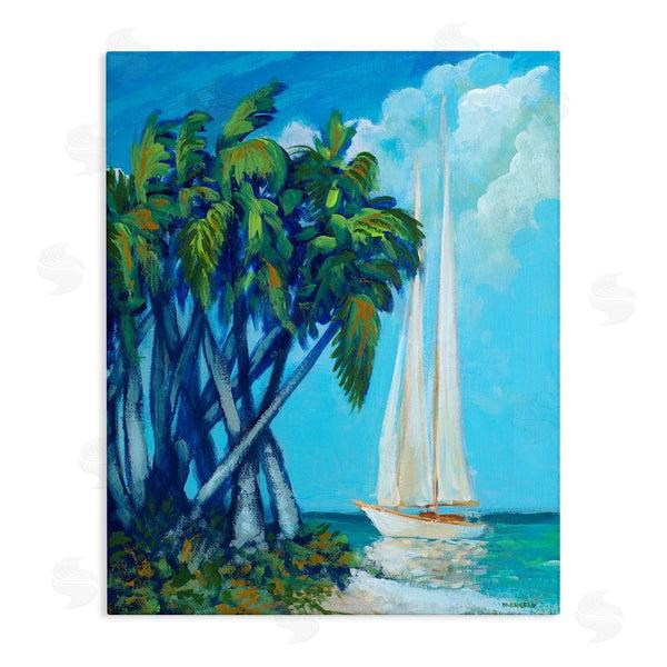 stupell industries Dan Meneely | Sailboat & Twisted Palms Wall Art