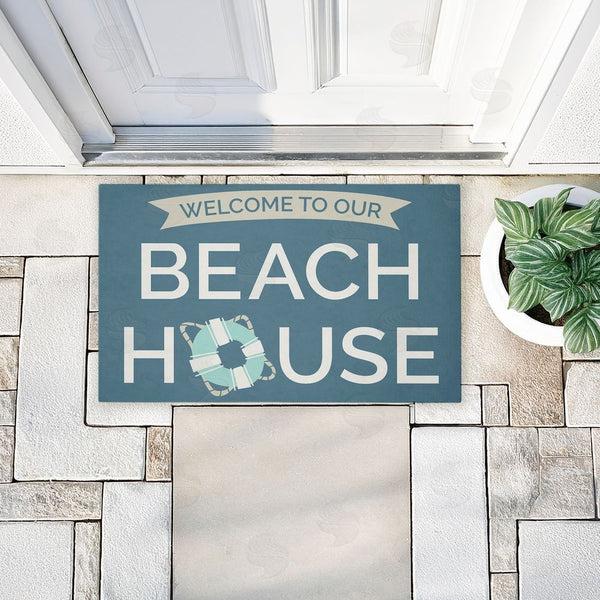 Stupell Industries Dana Saulnier | Beach House With Life Ring Non-Woven Door Mat