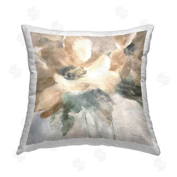 Stupell Industries Danhui Nai | Abstract Beige Flower Blossoms Printed Throw Pillow