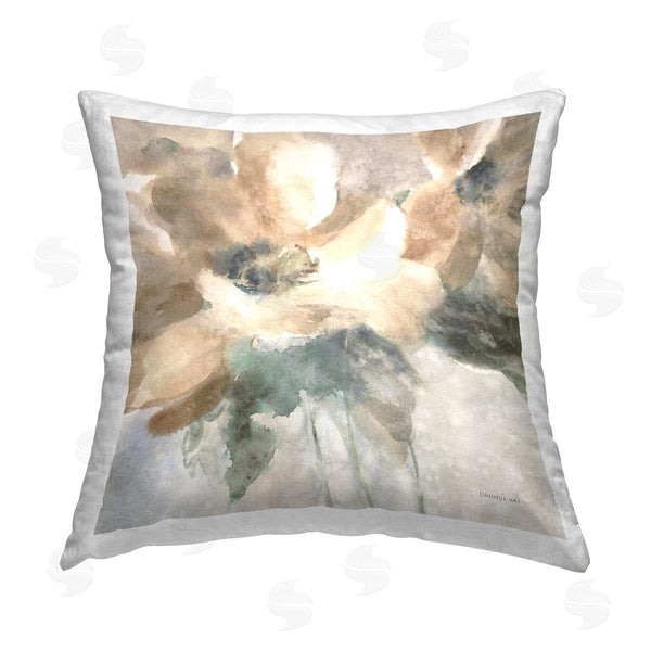 stupell industries Danhui Nai | Abstract Beige Flower Blossoms Printed Throw Pillow