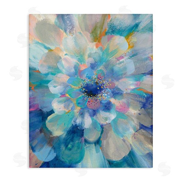 stupell industries Danhui Nai | Abstract Layered Floral Petals Centric Blue Flower Wall Art
