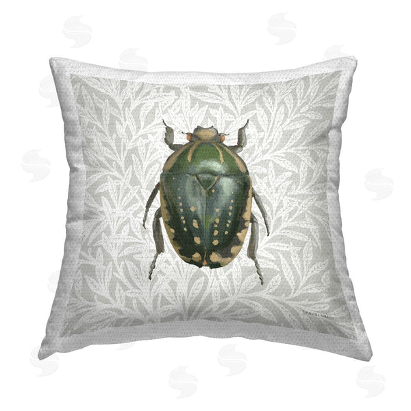 Stupell Industries Danhui Nai | Beetle With Botanical Pattern Printed Throw Pillow