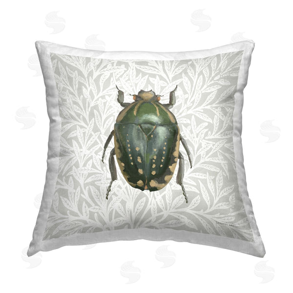 stupell industries Danhui Nai | Beetle with Botanical Pattern Printed Throw Pillow