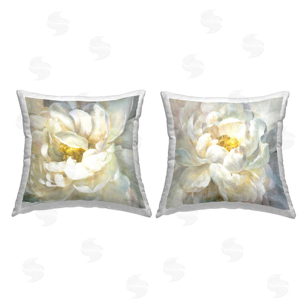 stupell industries Danhui Nai | Blooming Soft Florals White Peonies Printed Throw Pillow Set