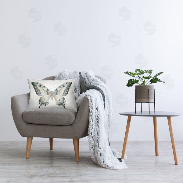 Stupell Industries Danhui Nai | Blue Brown Accent Butterfly Printed Throw Pillow