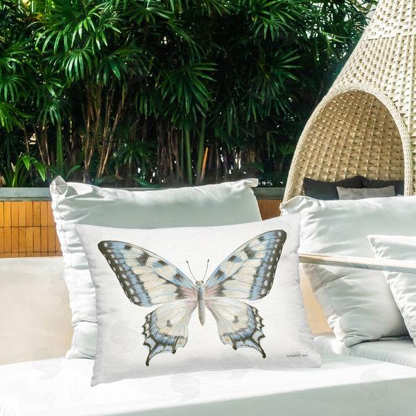 Stupell Industries Danhui Nai | Blue Brown Accent Butterfly Printed Throw Pillow