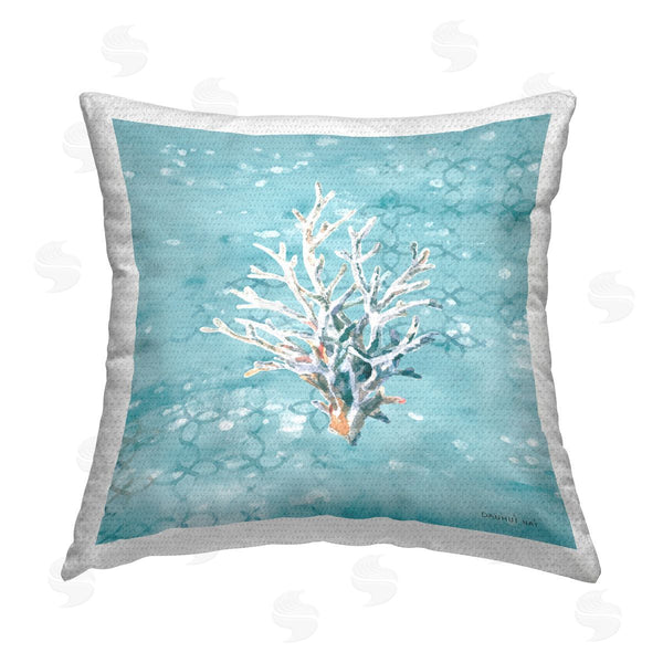 Stupell Industries Danhui Nai | Blue Coral Beach Pattern Printed Throw Pillow