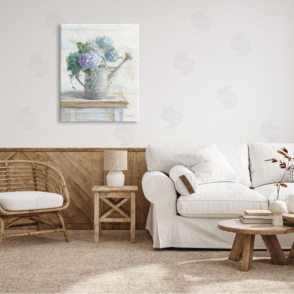 Stupell Industries Danhui Nai | Blue Hydrangeas In Watering Can Soft Floral Painting Wall Art