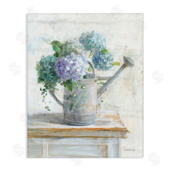 stupell industries Danhui Nai | Blue Hydrangeas in Watering Can Soft Floral Painting Wall Art