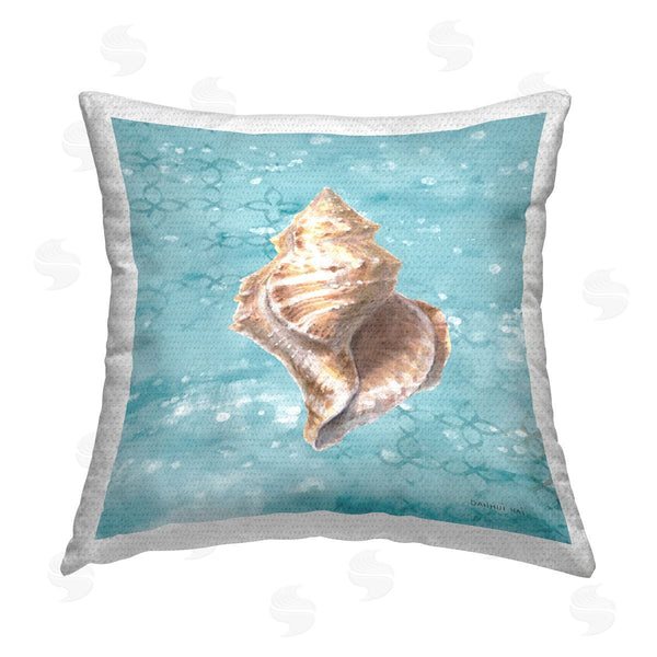Stupell Industries Danhui Nai | Conch Shell Turquoise Pattern Printed Throw Pillow
