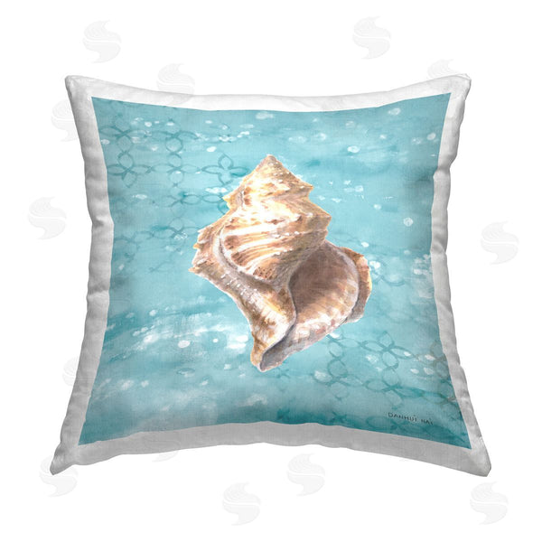 stupell industries Danhui Nai | Conch Shell Turquoise Pattern Printed Throw Pillow