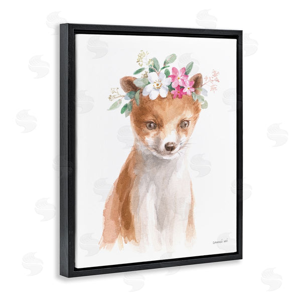 Stupell Industries Danhui Nai | Curious Fox Pink Daisy Floral Crown Woodland Animal Wall Art