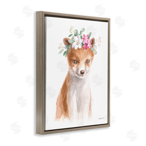 Stupell Industries Danhui Nai | Curious Fox Pink Daisy Floral Crown Woodland Animal Wall Art